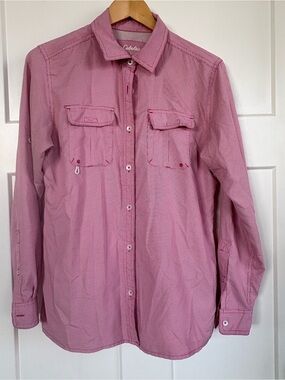 Cabela’s Women’s Red and White Long Sleeve Button Up  Western Wear Size Medium